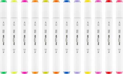 Набор маркеров для скетчинга, 12 цветов, основные и флуоресцентные цвета – фото 5