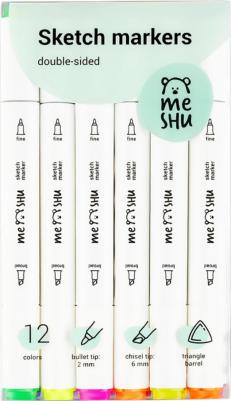 Набор маркеров для скетчинга, 12 цветов, основные и флуоресцентные цвета – фото 9