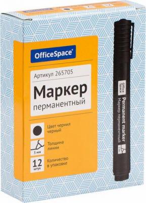 Набор маркер перманентный "8004А" 265705, 12 штук, черный, 3 мм, пулевидный