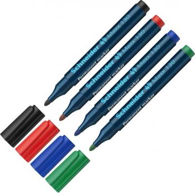 Маркеры перманентные НАБОР 4 шт., "Maxx 130", круглый наконечник, 1-3 мм, 113094 – фото 2