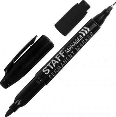 Маркер перманентный двусторонний "Manager", ЧЕРНЫЙ, наконечники 0,8 мм / 2,2 мм, 151625