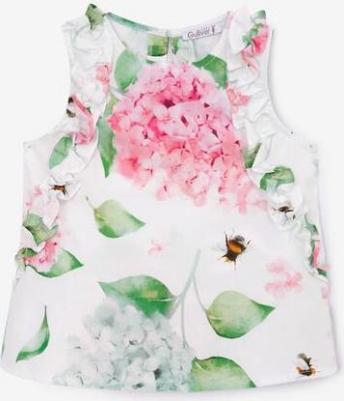 Топ текстильный с цветочным рисунком мультицвет для девочек (80-48)