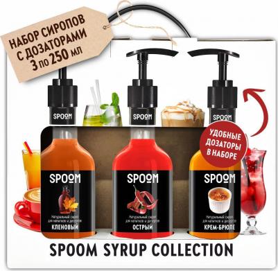 Набор сиропов Кленовый, Острый, Крем-брюле, 3 шт по 250 мл + 3 дозатора – фото 3
