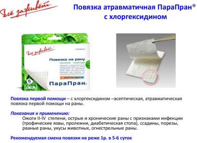 ПараПран с хлоргексидином - раневая повязка первой помощи, 10x25 см – фото 2