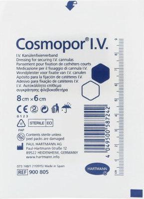 Самоклеящаяся повязка для фиксации катетеров, 8х6 см Cosmopor I.V – фото 2