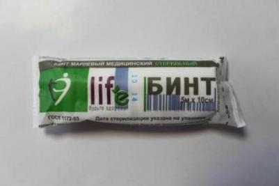 Бинт марлевый Life стерильный 5 м х 10 см плотность 27 г