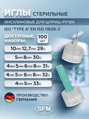 Иглы для шприц-ручек 31G (0.25x6 мм, 100 штук в упаковке)