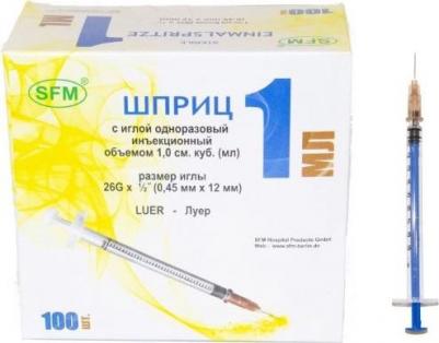 ШПРИЦ Инсул 3-х комп (надет игла) U100 1мл (0,45х12/26G) N100 – фото 6