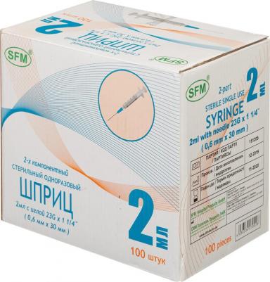 Шприц (СФМ Госпиталь) 2-х компонентный 2 мл 0,6x30 мм 100 шт – фото 3