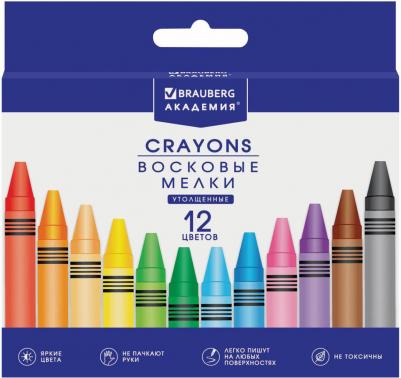 Восковые карандаши утолщенные "АКАДЕМИЯ", НАБОР 12 цветов, 227287 – фото 10