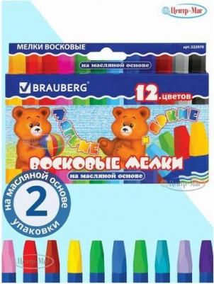 Восковые мелки утолщенные /ПИФАГОР, 12 цветов, на масляной основе, яркие цвета, 222970 – фото 1