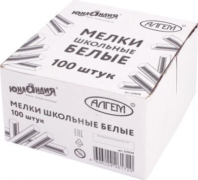 Мел белый (Алгем), натуральный, набор 100 штук, квадратный, 229070