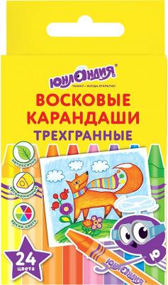 Восковые карандаши трехгранные "ЮНЛАНДИК И МУДРЫЙ ЛИС", НАБОР 24 цвета, 227291