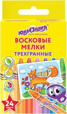 Восковые карандаши трехгранные "ЮНЛАНДИК И МУДРЫЙ ЛИС", НАБОР 24 цвета, 227291 – фото 3
