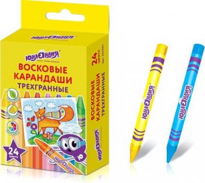 Восковые карандаши трехгранные "ЮНЛАНДИК И МУДРЫЙ ЛИС", НАБОР 24 цвета, 227291 – фото 7