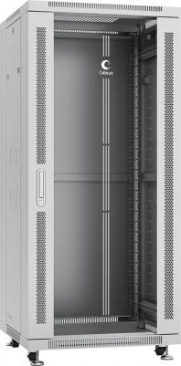 Шкаф напольный 19", 32U SH-05C-32U60/100 600x1000x1610mm передняя стеклянная и задняя сплошная металлическая двери, ручка с замком, цве