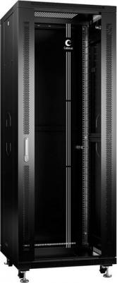Шкаф напольный 19", 32U SH-05C-32U60/80-BK телекоммуникационный 600x800x1610mm передняя стеклянная и задняя сплошная металлическая двер