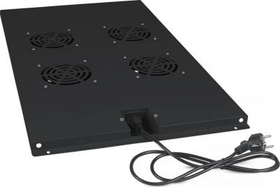Вентиляторный модуль TRAY-100-BK с 4-я вентиляторами для установки в напольные шкафы серии SH-05C, ND-05C глубиной 1000мм, цвет черный (RAL 90
