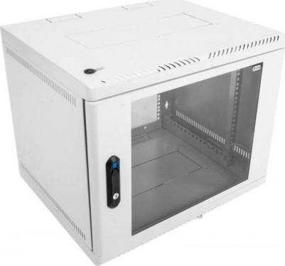 Шкаф коммутационный ШРН-6.650 настенный, стеклянная передняя дверь, 6U, 600x366x650 мм – фото 1