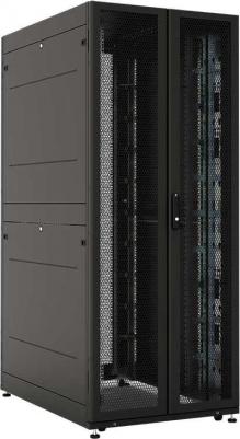 Шкаф серверный ПРОФ напольный 42U 800 х 1000 двери двойные перф. 2 шт, черный, в сборе ШТК-СП-42.8.10-88АА-9005 – фото 1