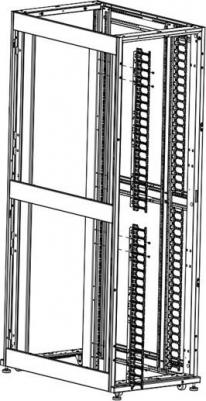 Вертикальный однорядный кабельный органайзер с пластиковыми пальцами для шкафов ШТК-СП-48.6.x, 2 компл [ВКО-П-24/48U-9005] – фото 3