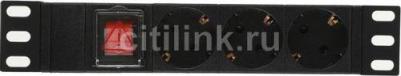 PDU 3 розетки немецкий стандарт с LED выключателем 1U вход С14 без кабеля 10", цена за 1 шт – фото 1