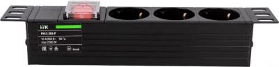 PDU 3 розетки немецкий стандарт с LED выключателем 1U вход С14 без кабеля 10", цена за 1 шт – фото 2