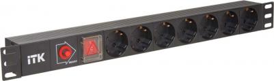 PDU 7 розеток нем. стандарт, с LED выключателем и защитой от перенапряжения, без шнура, вх. C14, алюминиевый профиль, цена за 1 шт