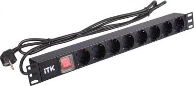 PDU 8 розеток нем. стандарт, с LED выключателем, 1U, шнур 2м вилка нем. стандарт, алюминиевый профиль, цена за 1 шт – фото 3