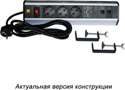 Блок распределения питания гор.размещ. 3xSchuko 2xUSB 2xRJ45 базовы – фото 1