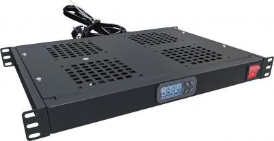 Модуль вентиляторный крепление на 19 1U, 4 элемента, электронный термоконтроллер, цифровой термодатчик, черный RAL 9005 NTSS-FAN4/19T-BL