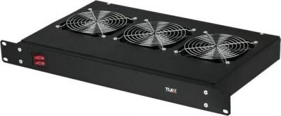 Полка вентиляторная 19", 1U, 3 вентилятора, Г260мм, без шнура питания, черная TLK-VP3-BK – фото 1