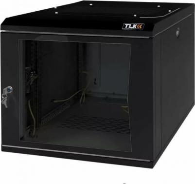Шкаф настенный 19", 6U TWC-066045-R-G-BK стеклянная дверь, Ш600хВ370хГ450мм, 2 пары монтажных направляющих, черный – фото 2