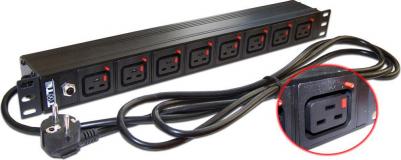 Блок распределения питания Lanmaster верт.размещ. 8xC19 базовые 16A Schuko 3м – фото 2