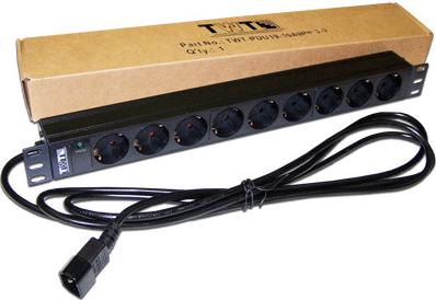 Блок розеток TWT-PDU19-10A9P4-3.0, 1U, кол-во розеток:9, 10А, черный – фото 1