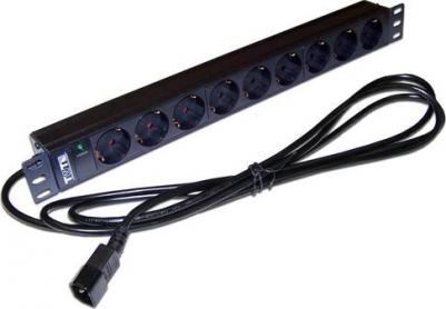 Блок розеток TWT-PDU19-10A9P4-3.0, 1U, кол-во розеток:9, 10А, черный