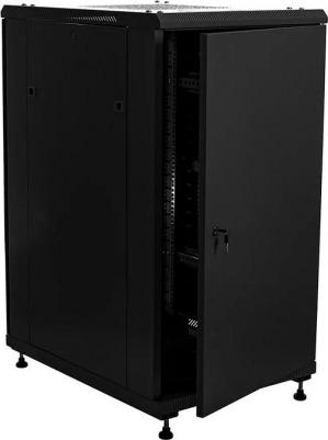 Шкаф напольный 19", 25U B256060BWTWOF 600x600 мм, передняя дверь стекло, задняя глухая металл, цвет чёрный. Без вент – фото 1