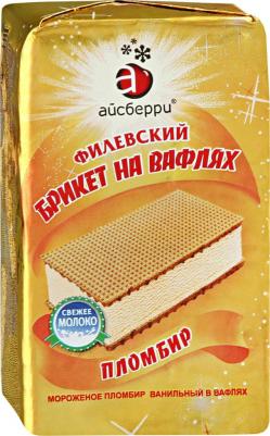 Мороженое Филевский брикет на вафлях Пломбир 80г
