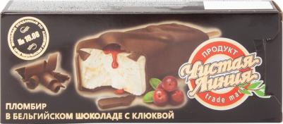 Мороженое Пломбир в бельгийском шоколаде с клюквой 12% 80г