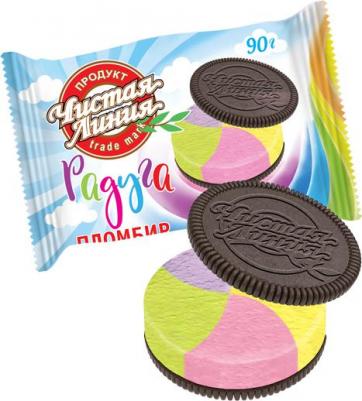 Пломбир Радуга 4-х слойн ВАНИЛЬН В ПЕЧЕНЬЕ 90г (36) флоупак – фото 2