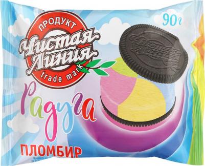 Пломбир Радуга 4-х слойн ВАНИЛЬН В ПЕЧЕНЬЕ 90г (36) флоупак