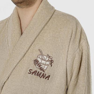Халат мужской махровый Sauna с воротником brown XL – фото 4