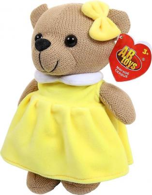 Мягкая игрушка "Мишка девочка вязаная", 22 см, в желтом платьице
