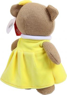 Мягкая игрушка "Мишка девочка вязаная", 22 см, в желтом платьице – фото 6