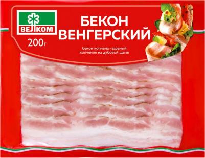 Бекон Венгерский варено-копченый нарезка, 200г – фото 1