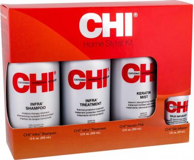 Косметический набор для волос Шампунь Infra, 355 мл + Кондиционер Infra, 350 мл + Кондиционер Кератин Мист, 355 мл + Гель восстанавливающий, 59 мл