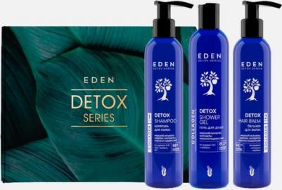 Набор средств для ванной и душа Набор подарочный женский шампунь + бальзам + гель для душа + шоппер в подарок Detox Collagen