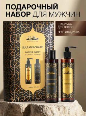 Подарочный набор для мужчин SULTAN'S CHARM для ухода за кожей тела и волосами: укрепляющий шампунь и парфюмированный гель для душа, аромат Tobacco & – фото 3