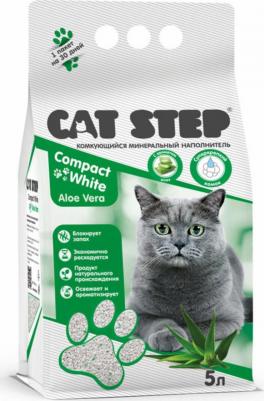 Наполнитель для кошачьего туалета комкующийся минеральный Compact White Aloe Vera, 5 л