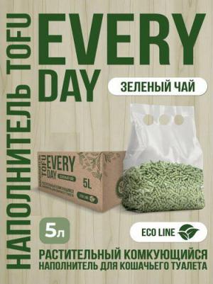 TOFU BOX Зеленый чай 5 л растительный комкующийся натуральный наполнитель для кошачьих туалетов зеленый чай